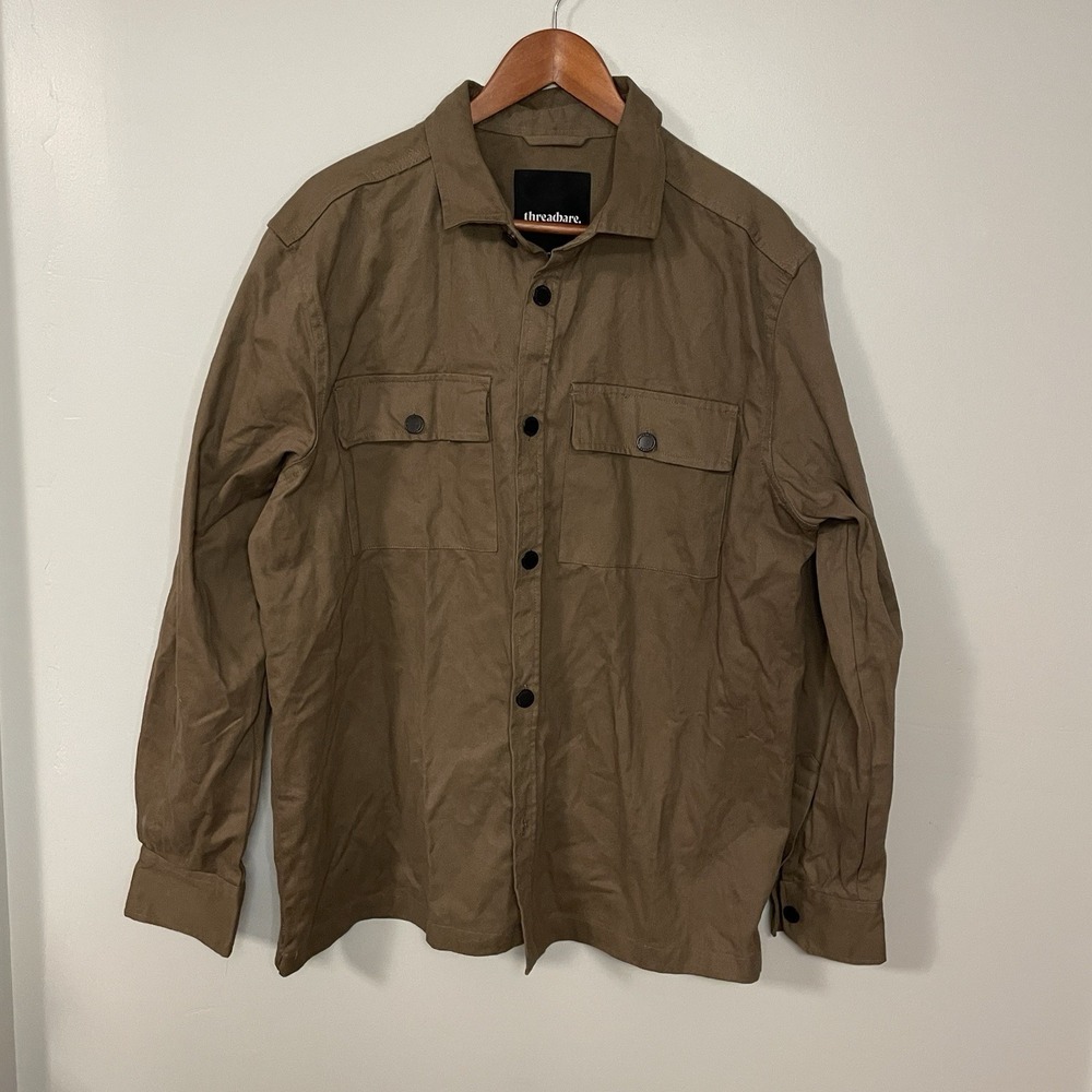 Threadbare Jacket Mens L‎ Green Cotton Field Chore Overshirt Workwear Shacket
